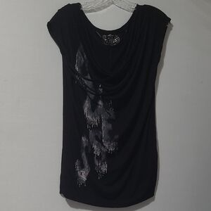GUESS LOS ANGELES BLACK ENBELLISHED  SLEEVELESS TOP SIZE M